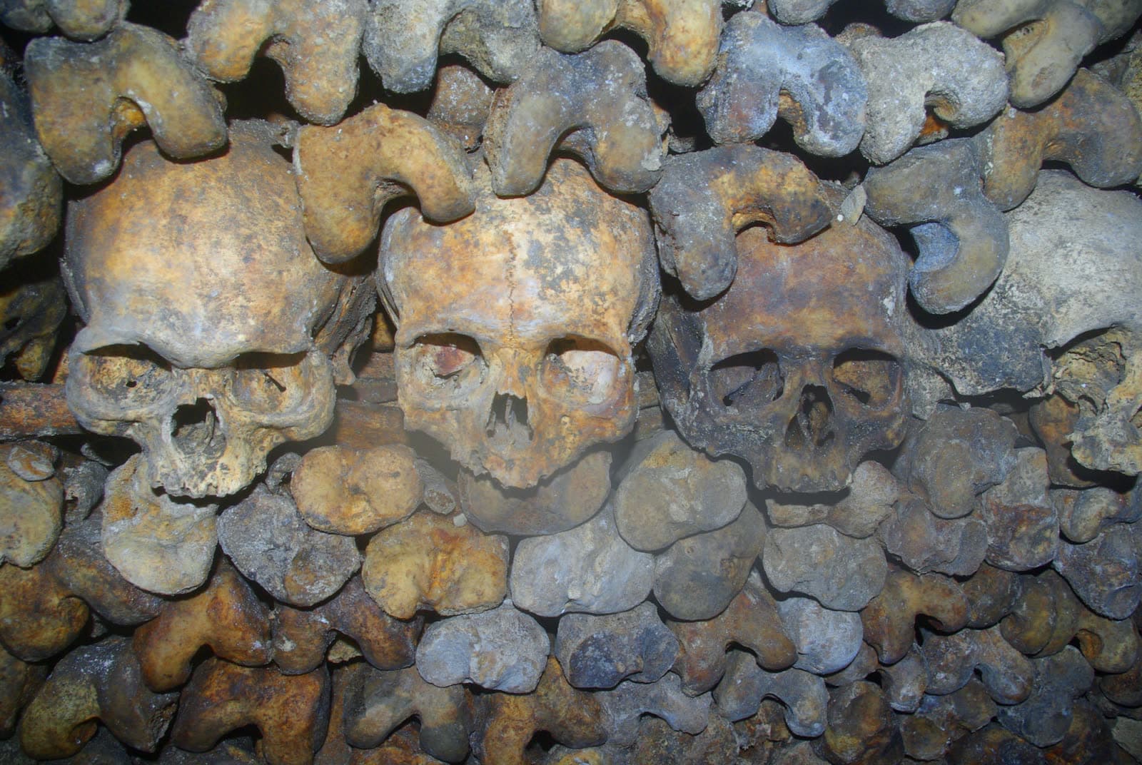 Catacumbas de París: muro de calaveras y fémures